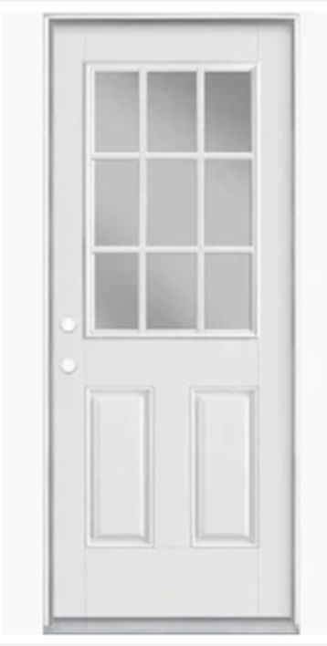 Pre-hung 9-Lite Walk-In Door with 2 panels
