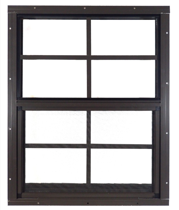 Brown single-hung window